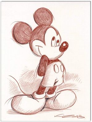 Klausewitz: Original Rötelzeichnung : Mickey Mouse / 24x32 cm