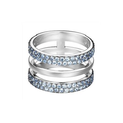 Esprit Damen Ring Edelstahl Silber Zirkonia Blau ESRG02784D