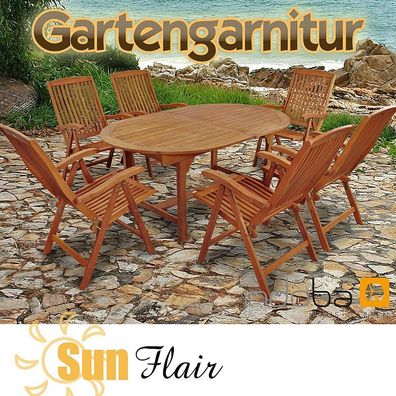 Gartenmöbel, Garnitur Gartenset 7-tlg aus Holz, Serie Sun Flair - indoba®