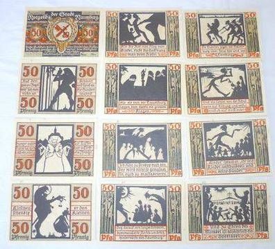 12 Banknoten Notgeld Stadt Naumburg 1921