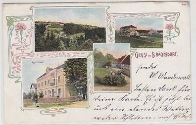 42886 Ak Gruss aus Bräunsdorf Apotheke usw. 1910