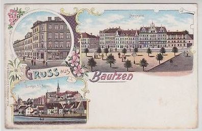 42858 Ak Lithographie Gruss aus Bautzen um 1900