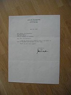Admiral John M. Poindexter - handsigniertes Autogramm!!