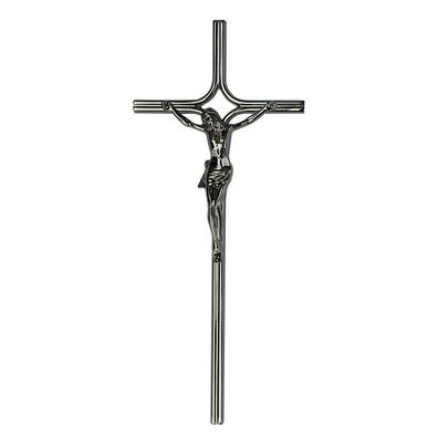 Kreuz Kruzifix Jesus Kreuz Grabschmuck Kreuz aus Messing verchromt 49cm