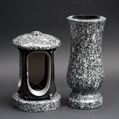 Grabvase Granit Grablaterne Grabvase Grablampe Grableuchte aus Granit Kosmin