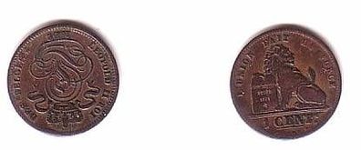 1 Centimes Kupfer Münze Belgien 1902