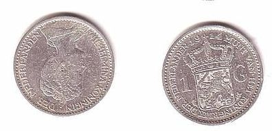 1 Gulden Silber Münze Niederlande 1914