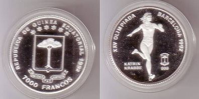7000 Francos Silber Münze Äquatorialguinea 1992