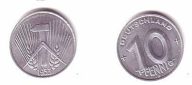 10 Pfennig Aluminium Münze DDR 1953 E vz
