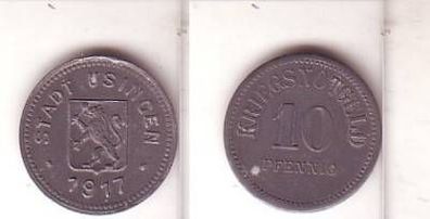 10 Pfennig Zink Münze Notgeld Stadt Usingen 1917