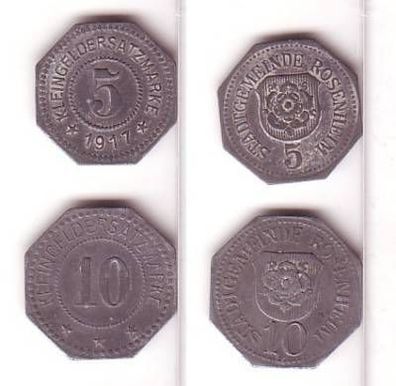 5 und 10 Pfennig Zink Münzen Notgeld Rosenheim 1917