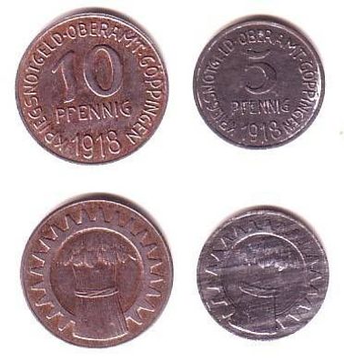 5 und 10 Pfennig Münzen Notgeld Göppingen 1918
