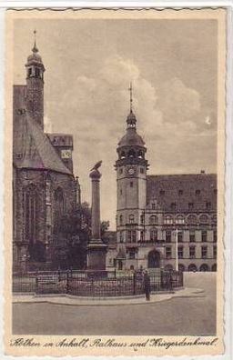 42406 Ak Köthen Anhalt Rathaus Kriegerdenkmal um 1940