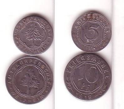 5 und 10 Pfennig Münzen Notgeld Welzheim 1918