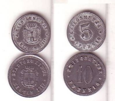 5 und 10 Pfennig Zink Münzen Notgeld Neu Ulm 1917