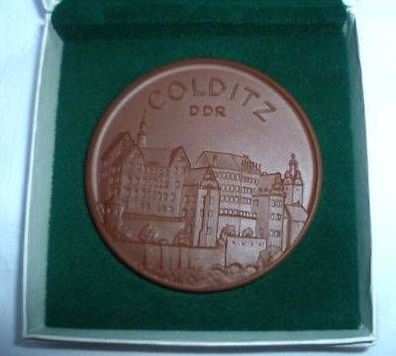DDR Meissner Porzellan Medaille Colditz im Etui