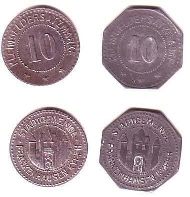 2 x 10 Pfennig Münzen Notgeld Frankenhausen Kyffhäuser