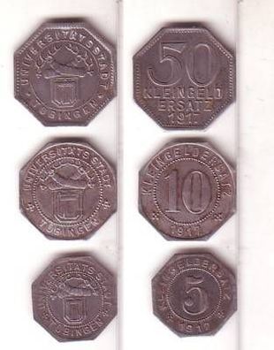 5,10 und 50 Pfennig Münzen Notgeld Tübingen 1917