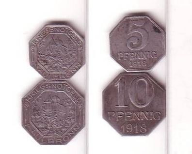 5 und 10 Pfennig Eisen Münzen Notgeld Maulbronn 1918