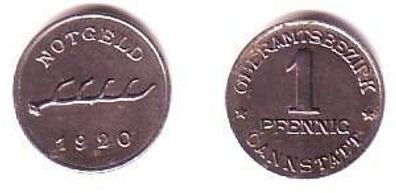 1 Pfennig Münze Notgeld Oberamtsbezirk Cannstatt 1920