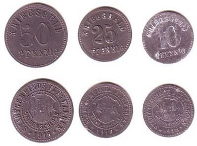 10, 25 und 50 Pfennig Münzen Notgeld Furtwangen 1918