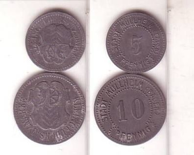 5 und 10 Pfennig Zink Münzen Notgeld Müllheim Baden