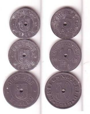 5,10 und 50 Pfennig Zink Münzen Notgeld Wyhlen 1918