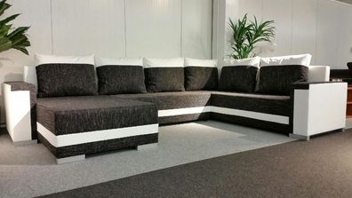 Couch Garnitur Ecksofa Sofagarnitur Sofa TUNIS U Wohnlandschaft Schlaffunktion