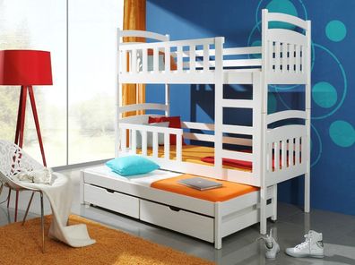 Etagenbett Hochbett Kinderbett Doppelbett JACK 90x200 cm unschädlich lackiert 