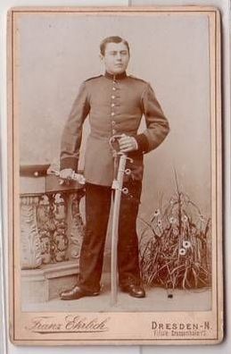 seltenes Kabinettfoto Soldat Großenhain um 1910
