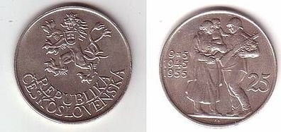 25 Kronen Silber Münze Tschechoslowakei 1955