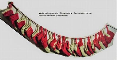 Adventskalender zum Befüllen gehäkelt handmade Weihnachtsgirlande Türschmuck Deko