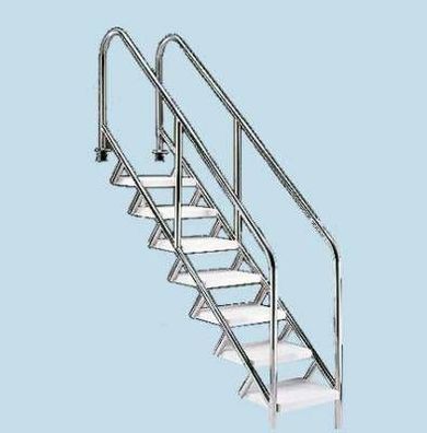 Schwimmbadtreppe Treppe DELUXE V4A Einbautreppe mit 4 Stufen