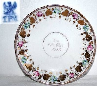 C. Tielsch TPM Altwasser Schlesien sehr alte Porzellan Untertasse von 1859