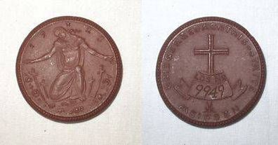 Porzellan Medaille Meißen Kriegergedächtnis Stätte 1923