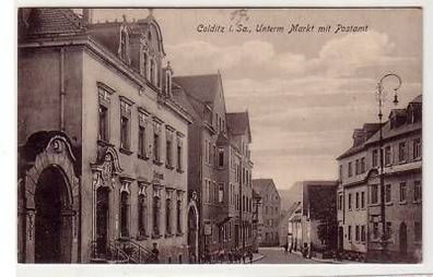 43115 Ak Colditz unterm Markt mit Postamt um 1910