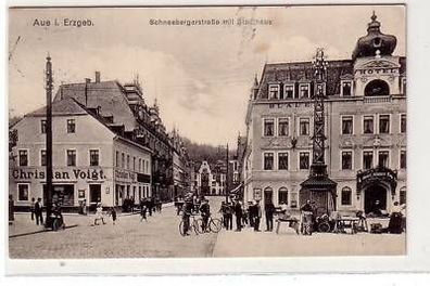43077 Ak Aue Schneebergerstraße mit Stadthaus 1920