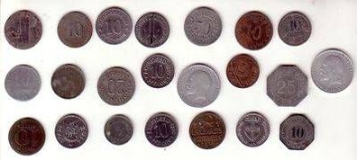 22 Münzen Notgeld Deutschland meist 1. Weltkrieg