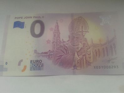 0 euro Schein Souvenirschein Vatikan Papst Johannes Paul II.