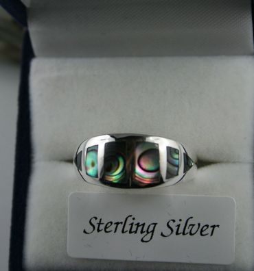 Sterling Silber Ring mit Paua Muschel Größe 54