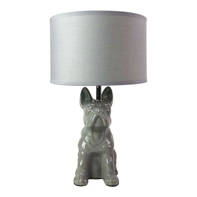Nachttischlampe Tischlampe Französische Bulldogge Keramik 40 Watt E14 Grau