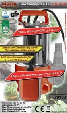 Tauchpumpe Pumpe Teichpumpe INOX 1100W leistungsstark #02