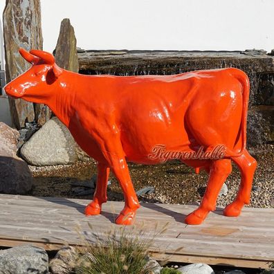 Kuh Lebensgroß Figur ROT Statue Skulptur Bauernhof Tierfigur Deko Garten Bauern