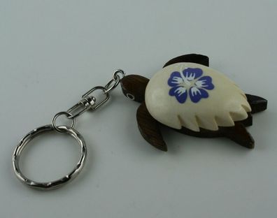 Schlüsselanhänger Schildkröte mit Hibiscus Flower