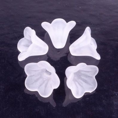 Acryl Perlen Blüten Kelche Schmuck Engel Schutzengel Basteln weiß matt 14x10mm