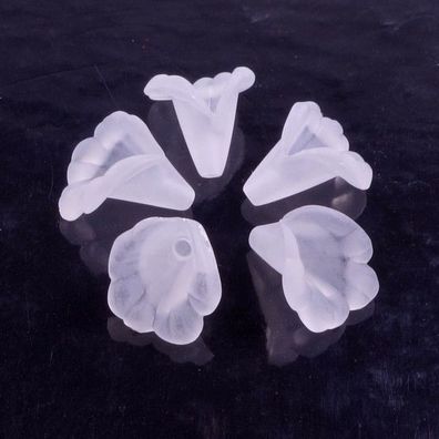 Acryl Perlen Blüten Kelche Schmuck Engel Schutzengel Basteln weiß matt 11x10mm
