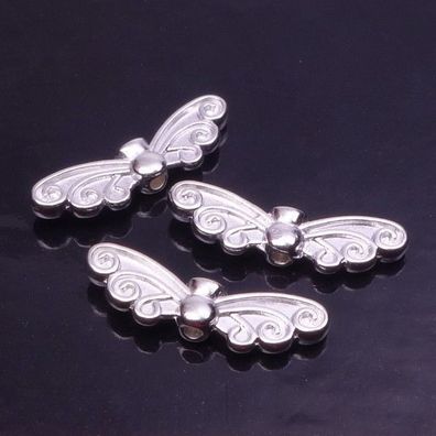 Metall Flügel Perlen Schmetterling Engel Basteln Farbe Silber Engelsflügel 22x8mm