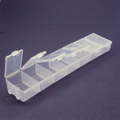 Box transparent 7 Fächer mit Deckel Sortierbox Perlenbox Kunststoff 15x3,3x1,8cm