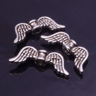 10 - 50 Metall Flügel Engel Schutzengel Basteln Farbe Silber Engelsflügel 20x8mm