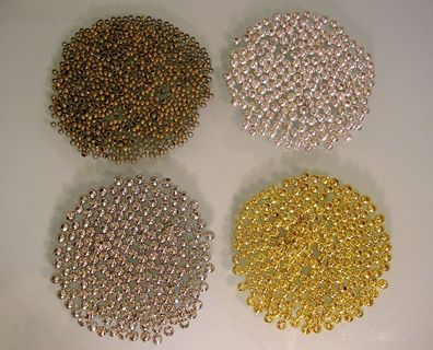 Set 800 Quetschperlen Crimps rund 2mm 4 Farben Silber Gold Bronze Schmuck Basteln